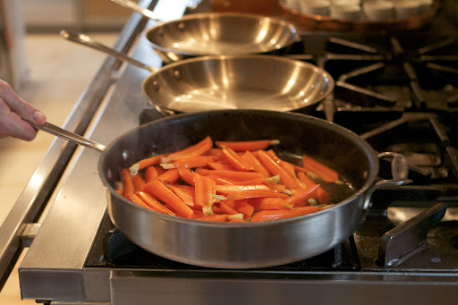 The carrots were braised in a little water and butter.