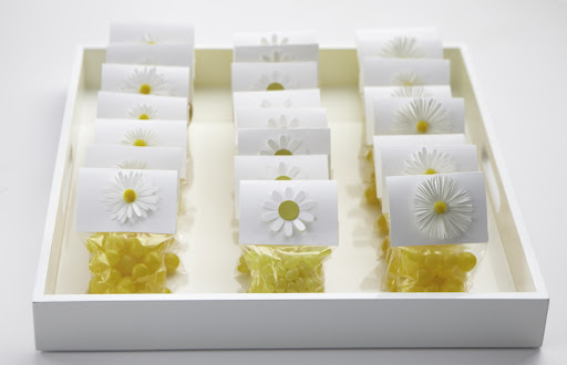 These jellybean and lemon drop favors are actually quite easy to make. All you need is craft paper, bags, craft stickers, and of course, candy.