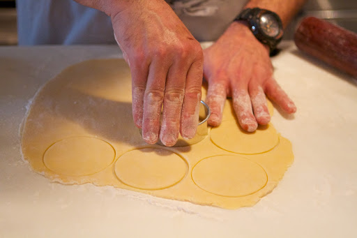 Pastry rounds were cut.