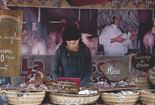 A wide variety of sausages were available, including ones made with duck, nuts, cèpes, cheese, and boar.