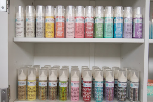 We have over 120 different types and colors of Martha Stewart Crafts glass paint. This permanent and dishwasher safe paint comes in glitter, opaque, metallic, transparent, and translucent.
