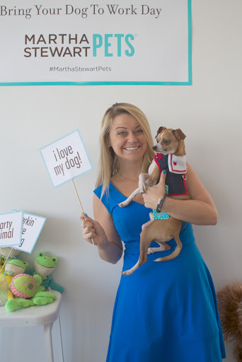 Here's Johathan and his owner, Amanda Klecker, posing in the fun photo booth that the pets team set up.