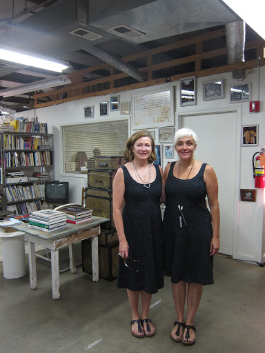 Natalie and I wearing Alabama Chanin dresses - The dresses are so comfortable, and they make you look great.