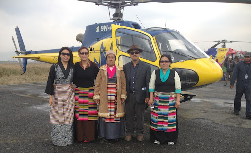 We then took a 45 minute helicopter ride from Kathmandu to Khoriya Solukhumbu, the town where I grew up. The most common ways to reach the Khoriya village from Kathmandu are by flying to Phaplu and a 2-hour walk, taking a bus to Jiri and 3-days walk, taking a jeep direct from Kathmandu to Salleri and 1-hour walk, or by flying to Lukla and a 3-day walk.