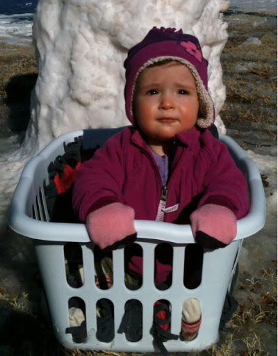 13 month old Lotte during her 1st sled ride