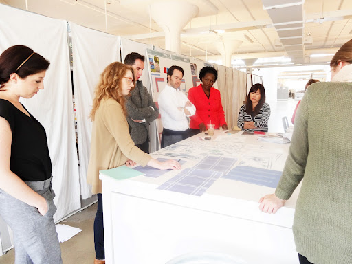 Beatrice participated in many meetings and got to experience the real nitty-gritty of my company. This design meeting included Katie Carroll - Associate Designer, Jessica Davis -
Deputy Design Director, Bedding, Kevin Sharkey - SVP, Exec Edit Director, Aaron Stewart - VP, Design, and Jeanie Park -
VP, Merchandising