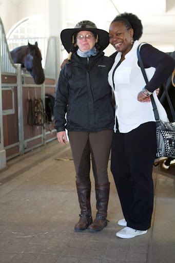 Here she is with Betsy Perreten, my stable manager. With her warm personality, Beatrice makes friends so easily.