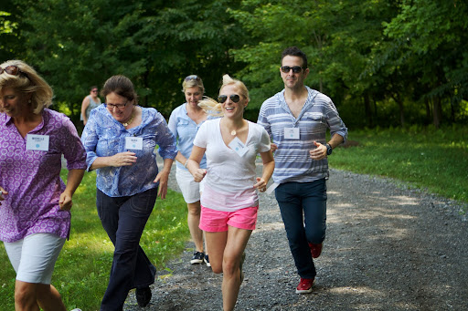 This group stopped to marvel at something and lagged behind. Dashing to catch up to me are Michelle O'Connor, Maria Dwyer, Raylene Salthouse, Lauren Weeks, and Pat Degliuomini.
