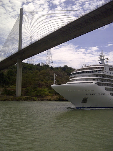 Cruise ship transit the Canal. Here is the Silver Spirit going through the Continental Divide under the Bridge of the Americas.