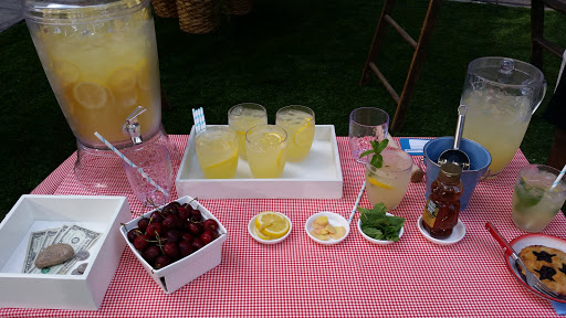 Lemonade is best when it's simple - fresh lemons, ice water a little sugar and maybe a little ginger muddled at the bottom of the glass. Decorate it with mint leaves, cherries or fresh lemon slices.