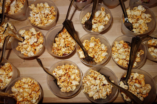Someone was serving sweet spiced popcorn.