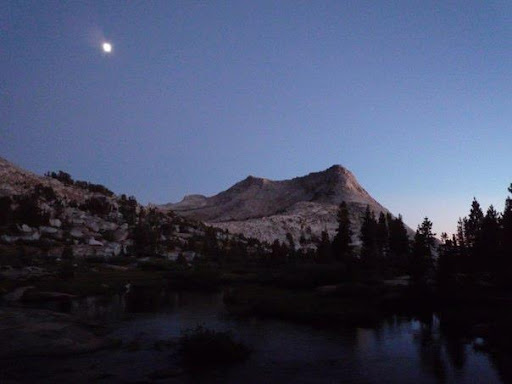 The sunsets at Vogelsang are stunning. This is Vogelsang Peak, which I once climbed. I wonder if my name's still in the register at the summit. Maybe I’ll check next year.