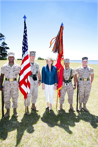 Posing with some marines - Camp Lejeune spans 244 square-miles, 156,000 acres, and contains 11 miles of beach.