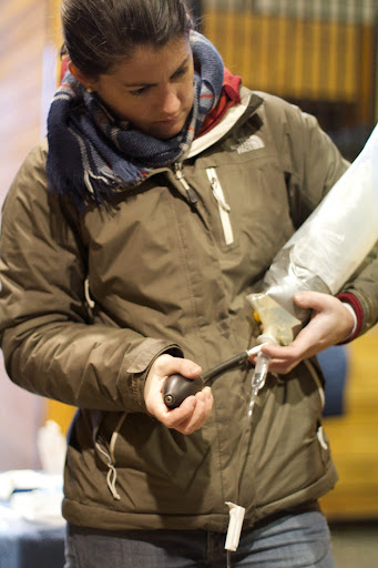 Laura pumped the flushing solution into the sinus cavity.