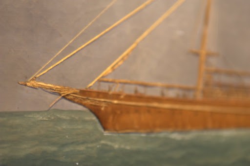 Willis, who worked for a time in New England's textile mills, executed ship portraits, using velvet for the hulls and silk and silk floss for the sails and rigging.